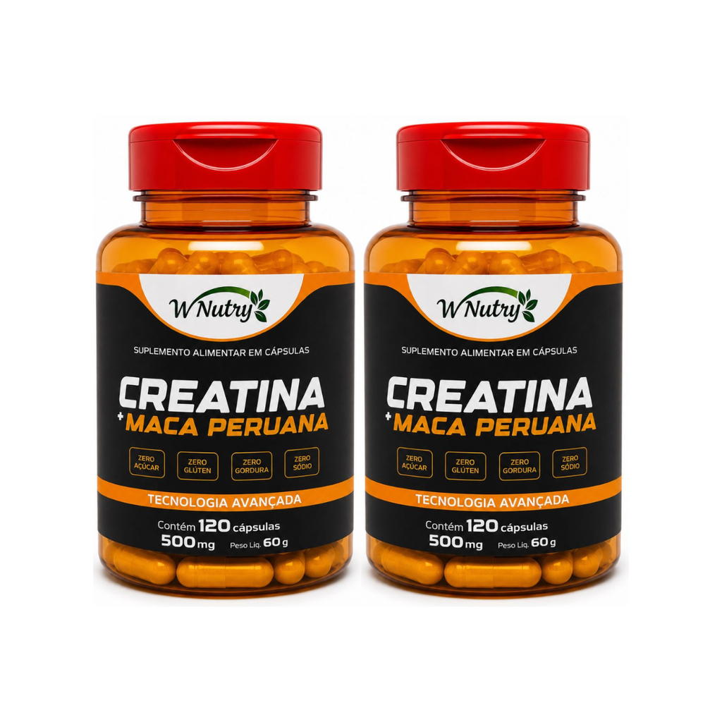 2 Suplementos Creatina + Maca Peruana Força Energia E Performance