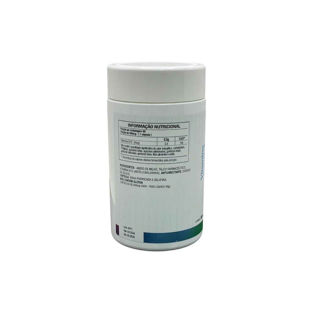 Vitamina B12 Wnutry 60 Cápsulas Alta Potência Premium