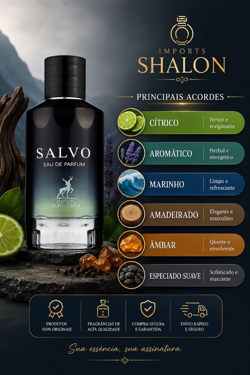 Salvo Perfume Masculino 100ml Fragrância Intensa e Sofisticada