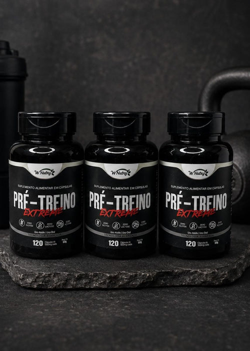 3 Suplementos Pré-Treino Fórmula Premium Alta Potência 3x120 Caps