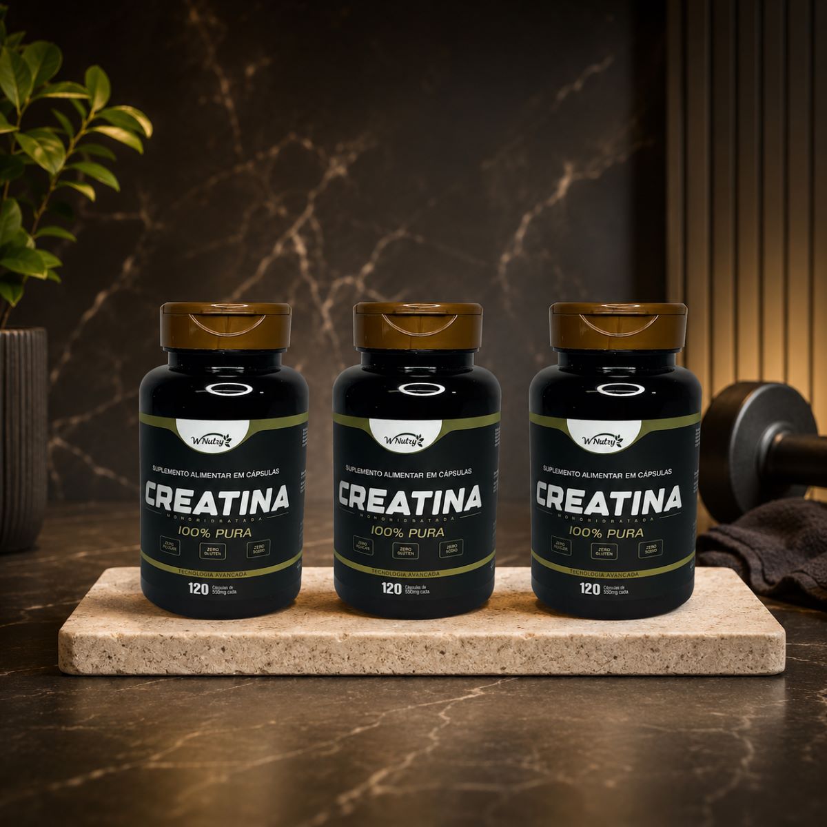 3 Suplementos Creatina  3x120 Cáps Monohidratada 100% Pura