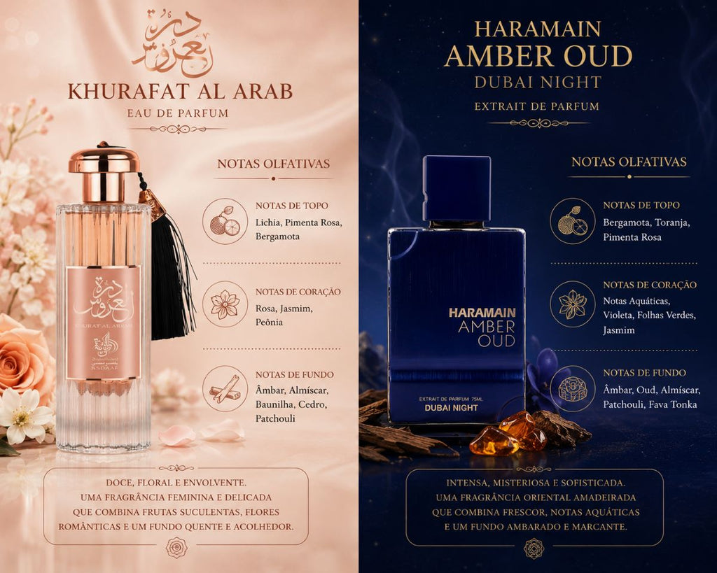 Kit Durrat + Haramain Amber Oud Dubai Fragrâncias Inesquecíveis