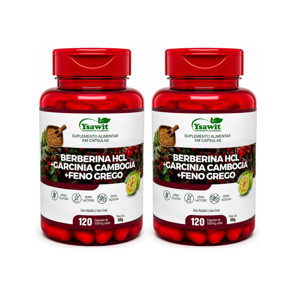 Kit De 2 Suplementos Berberina HLC + Garcinia Cambogia E Feno Grego