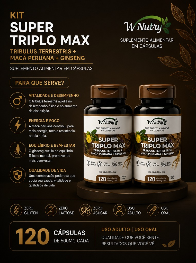 Kit De 2 Suplementos Super Triplo Max Fórmula Extrema Alta Potência