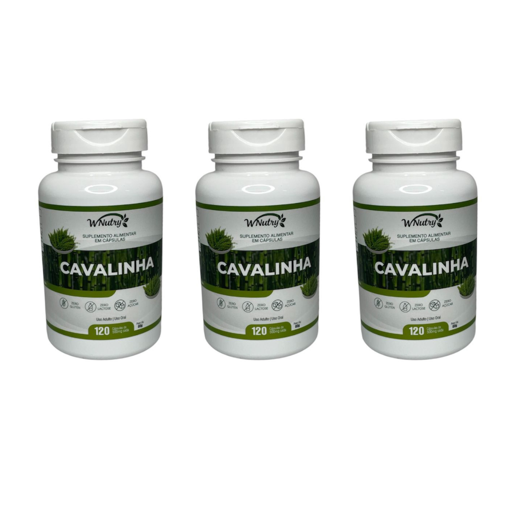 3 Suplementos Cavalinha Wnutry 120 Cápsulas Beleza Pele Cabelo Unhas