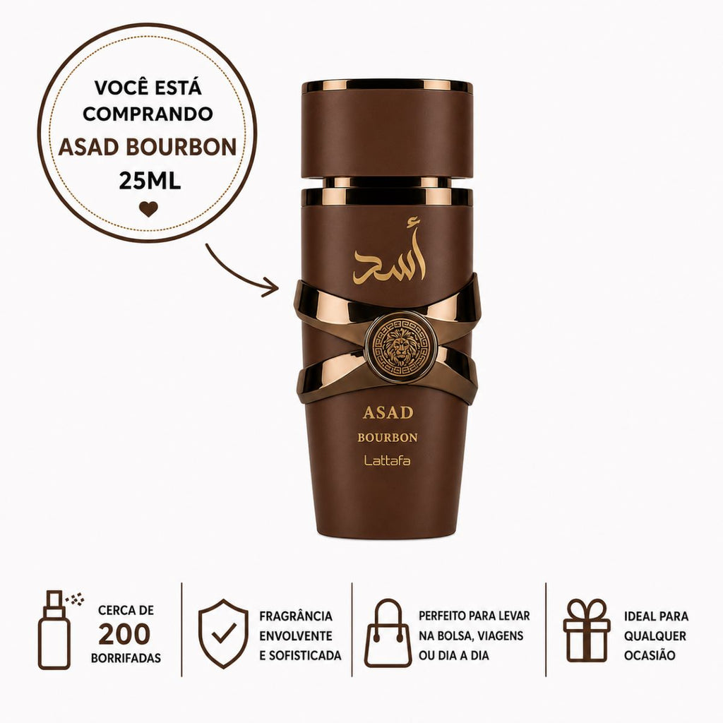 Mini Perfume Asad Bourbon 25 Ml Alta Fixação Fragrância Intensa
