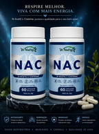2 Suplementos NAC Acetilcisteína 2x60 Cápsulas Antioxidante Pulmões