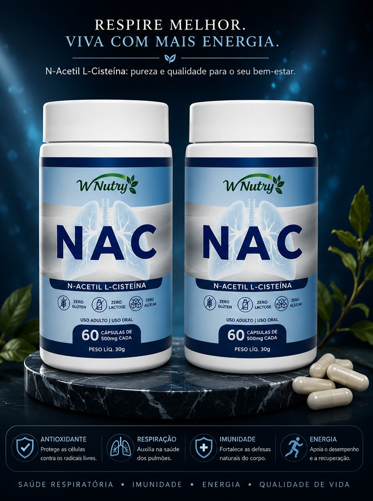 2 Suplementos NAC Acetilcisteína 2x60 Cápsulas Antioxidante Pulmões