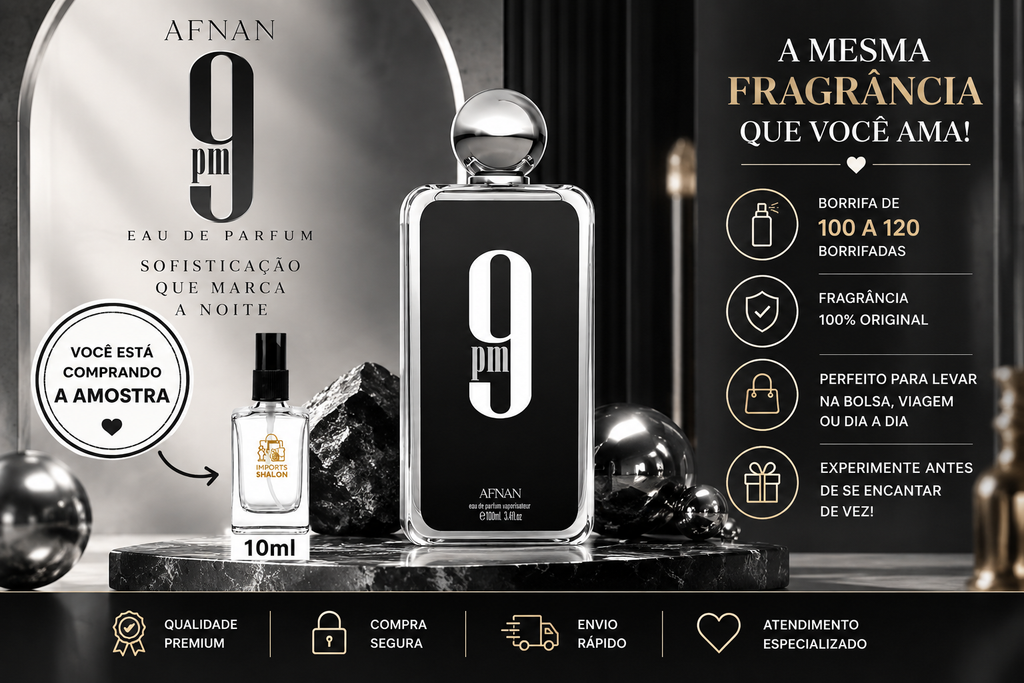 Mini Perfume 9PM 10ml Aroma Doce Especiado Masculino