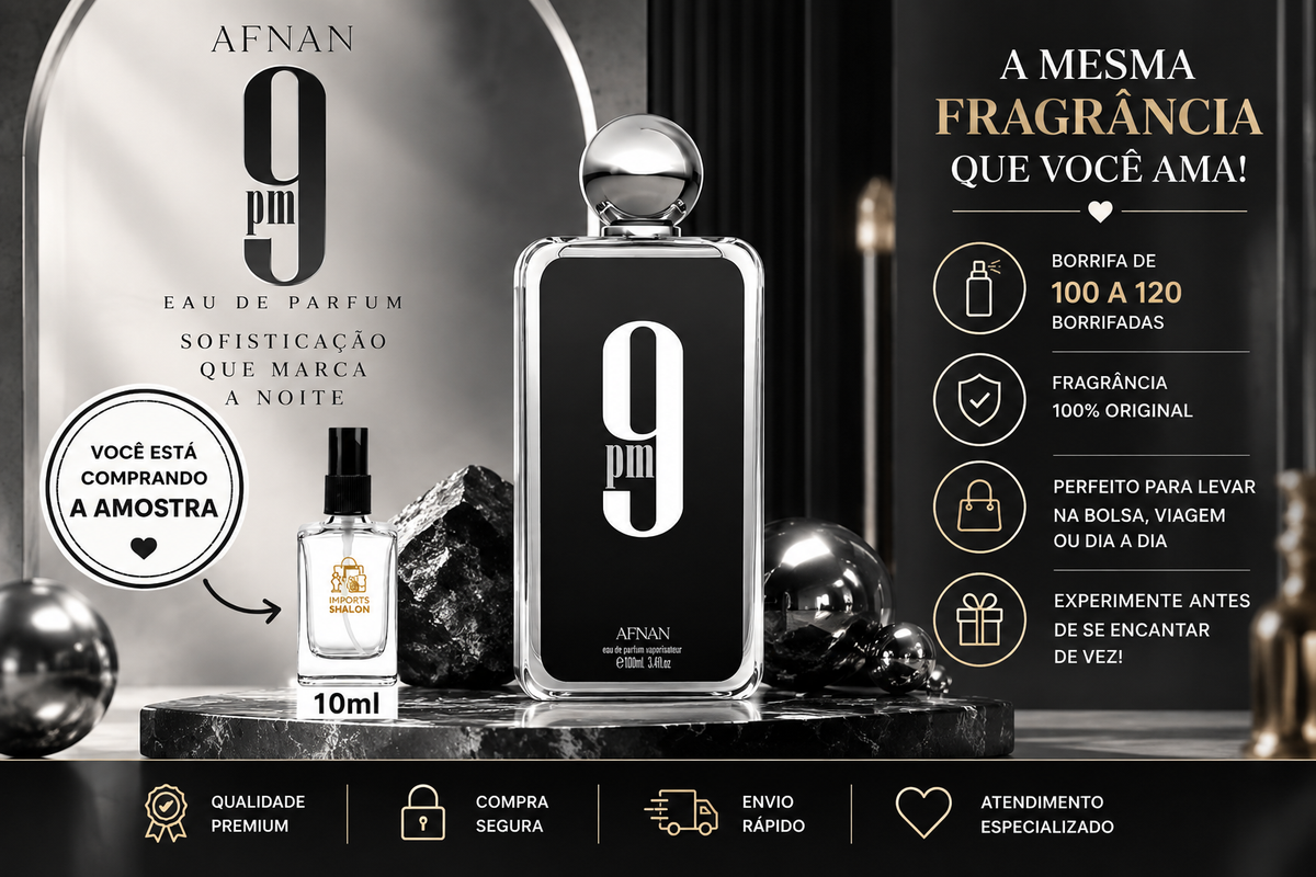 Mini Perfume 9PM 10ml Aroma Doce Especiado Masculino