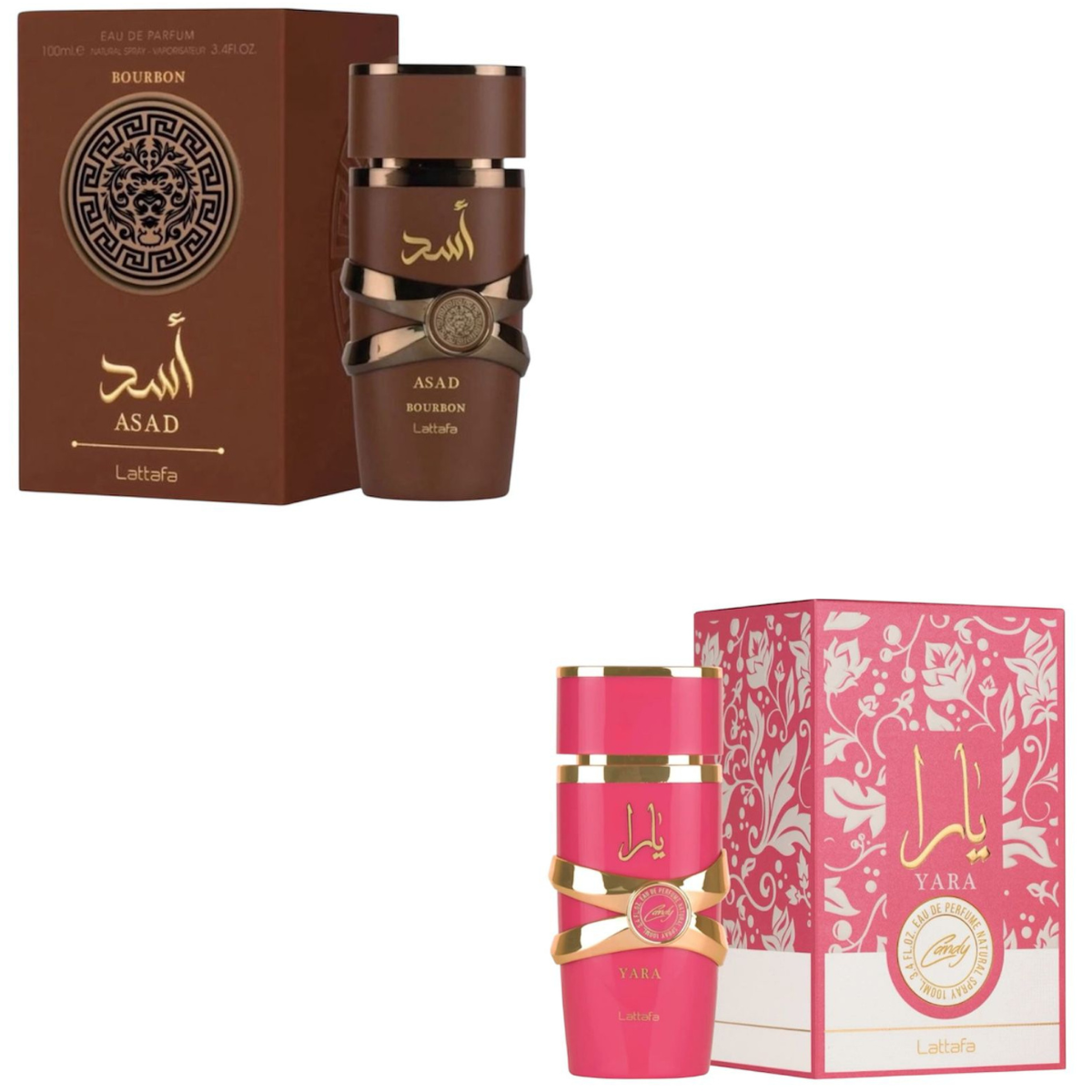 Kit Asad Bourbon + Yara Candy Perfumes Árabes Luxo Exclusivo