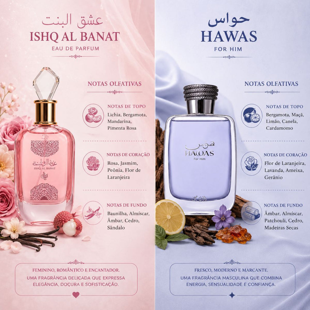 Kit Sabah Al Ward Sugar + Hawas Fragrâncias Marcantes E Envolventes