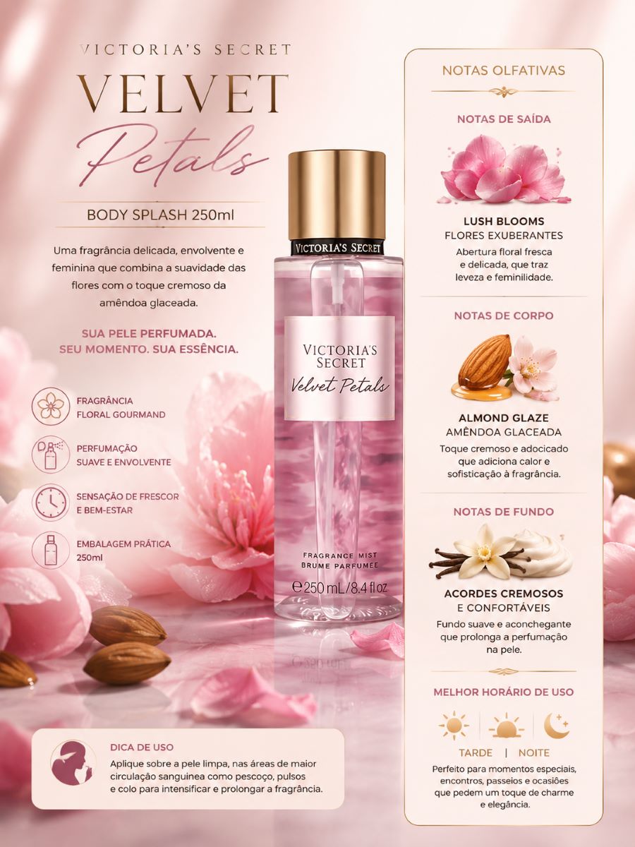 Body Splash Victoria's Secret Velvet Petals 250ml Longa Duração