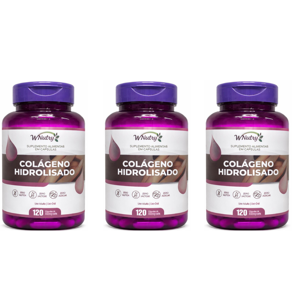 3 Suplementos Colágeno Hidrolisado 3x120 Cápsulas