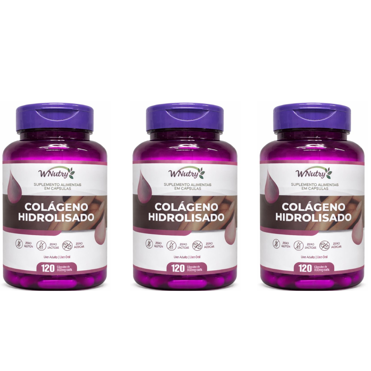 3 Suplementos Colágeno Hidrolisado 3x120 Cápsulas