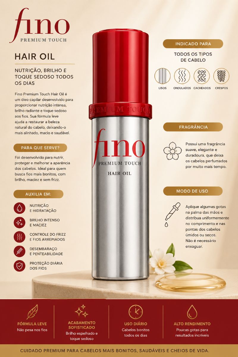 Fino Premium Touch Hair Oil Óleo Capilar Cuidado Diário 70ml