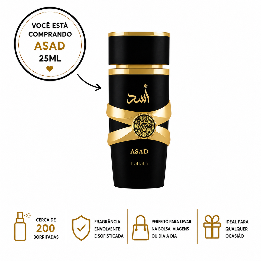 Mini Perfume Asad 25 Ml Alta Fixação Fragrância Intensa