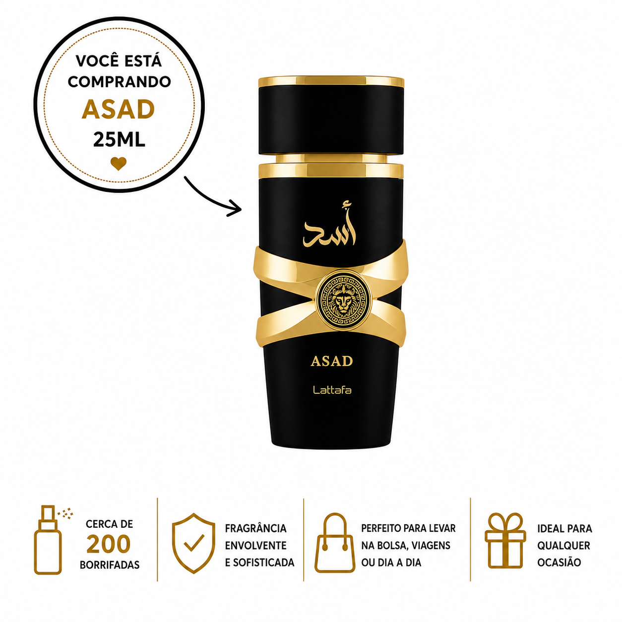 Mini Perfume Asad 25 Ml Alta Fixação Fragrância Intensa