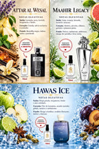3 Mini Perfume 10ml Attar Al Wesal Maahir Legacy Ice