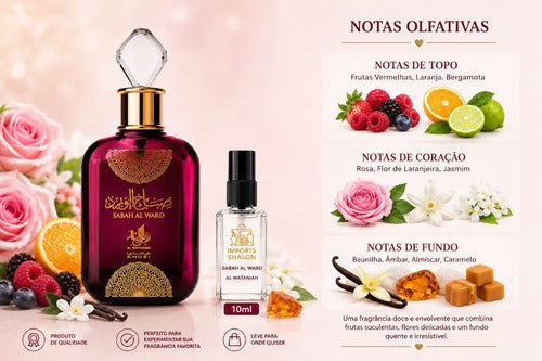 Sabah Al Ward 10ml Perfume Feminino Elegância Árabe