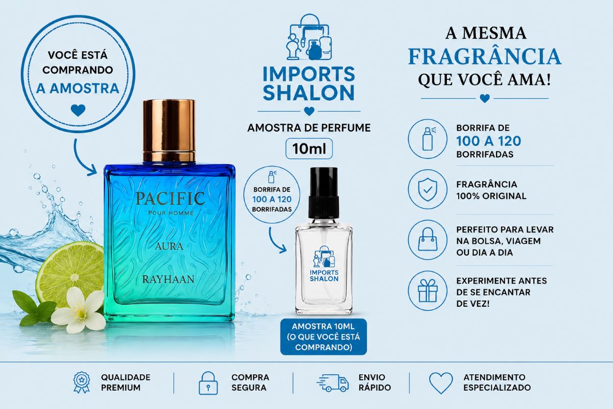Mini Perfume Pacific Pour Homme Aura 10ml Elegância Masculina