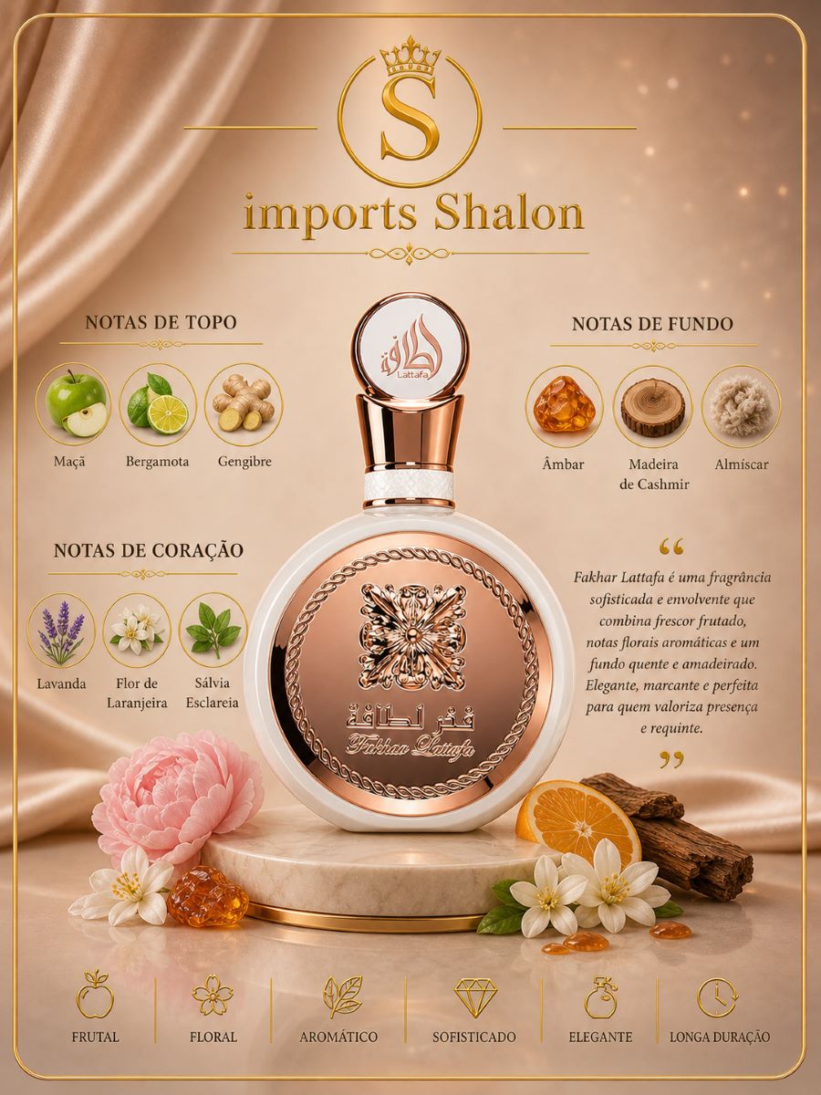 Lattafa Fakhar 100ml Perfume Árabe Elegante Marcante