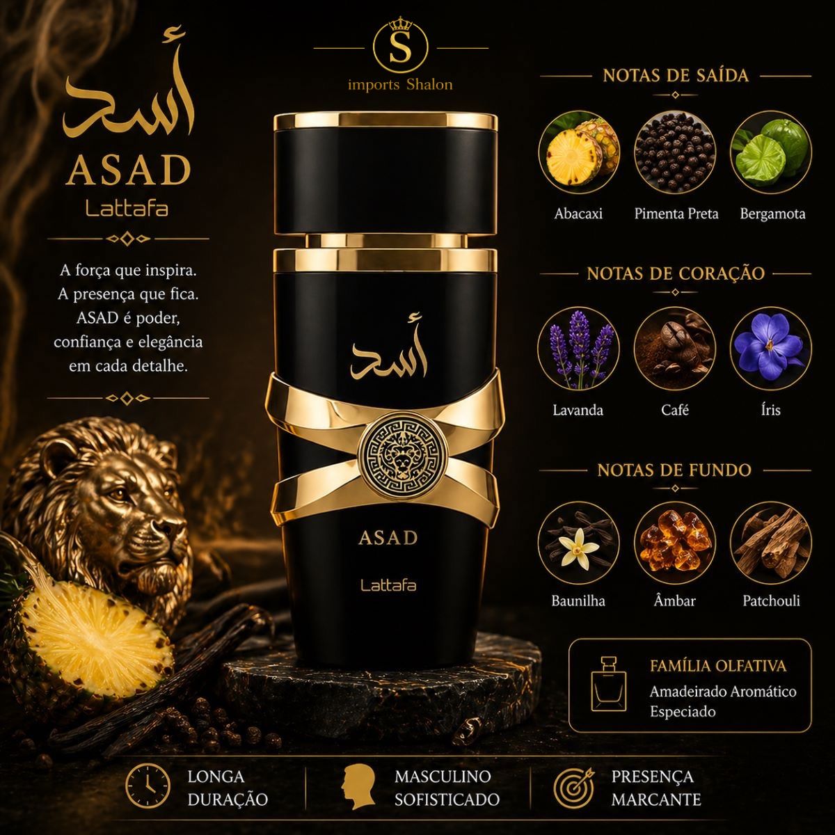 Asad Black Perfume Masculino Aromático Elegante