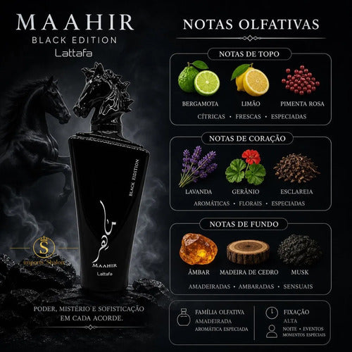 Maahir Black 10ml Perfume Masculino Presença Absoluta