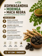 Kit De 2 Suplementos Ashwagandha + Moringa + Maca Negra 2x120Caps