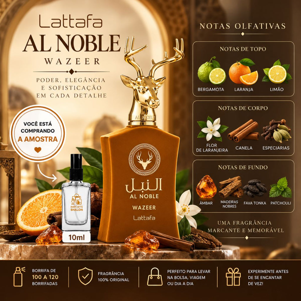 Mini Perfume Al Noble Wazeer 10ml Doce Amadeirado