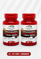 2 Suplementos Ashwagandha + Maca Negra E Vermelha Energia Máxima