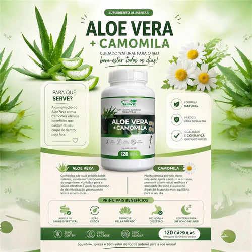 Suplemento Aloe Vera + Camomila 120 Caps Ysawit Natural