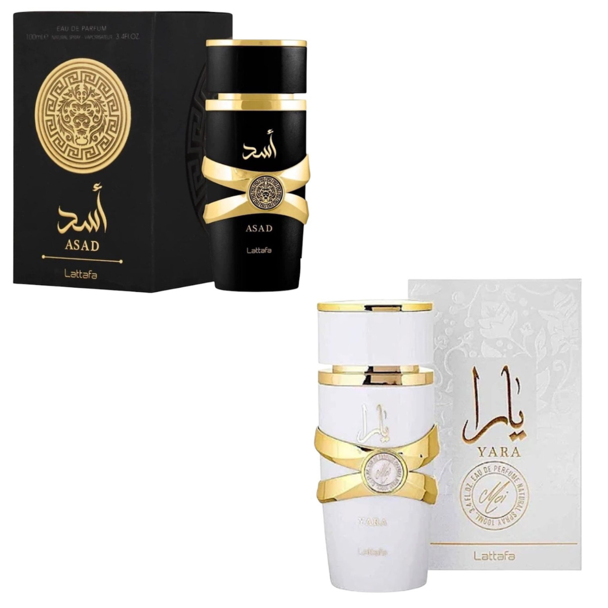 Kit Casal Yara Moi + Asad Black Perfumes Árabes Alta Fixação