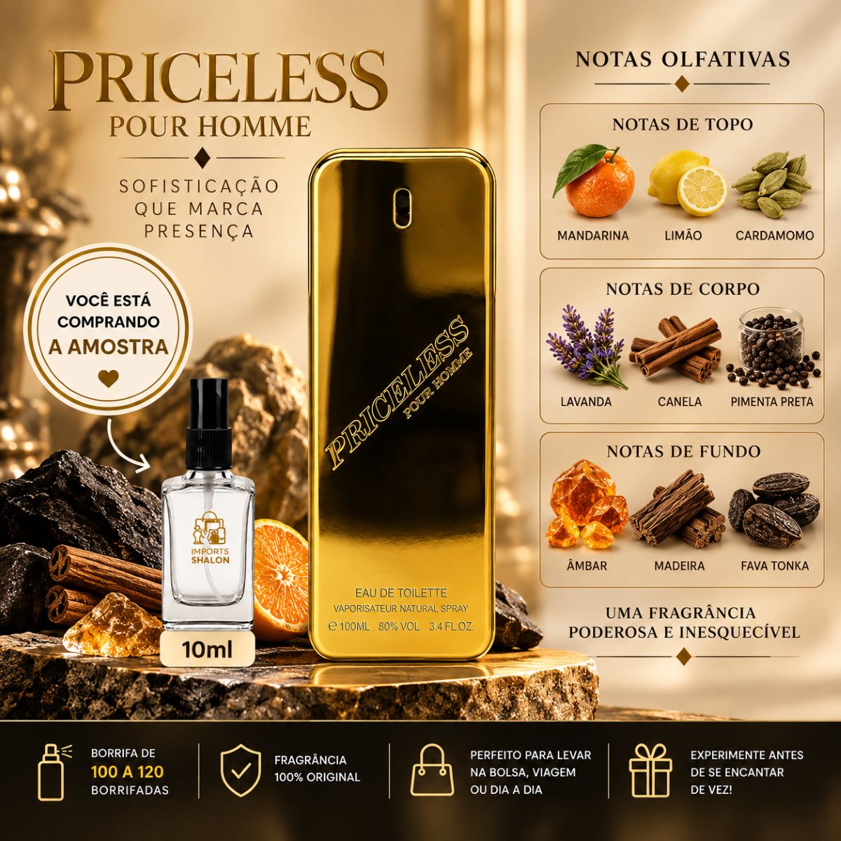 Mini Perfume Priceless Pour Homme 10ml Cítrico Especiado