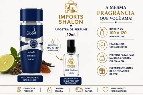 Perfume Asad Zanzibar 10ml Lattafa Aroma De Impacto