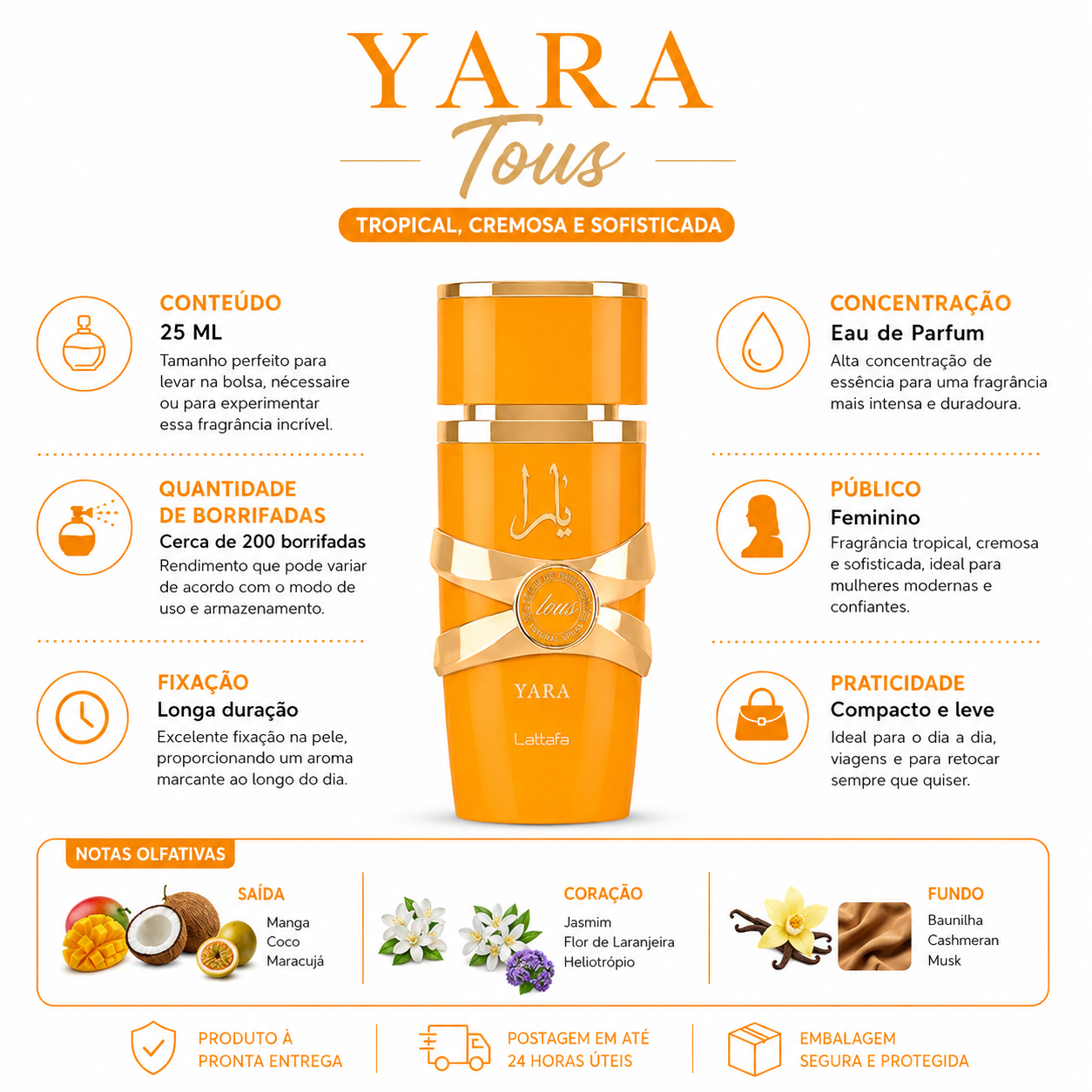 Yara Tous 25 Ml Fragrância Exclusiva Toque Floral Cremoso