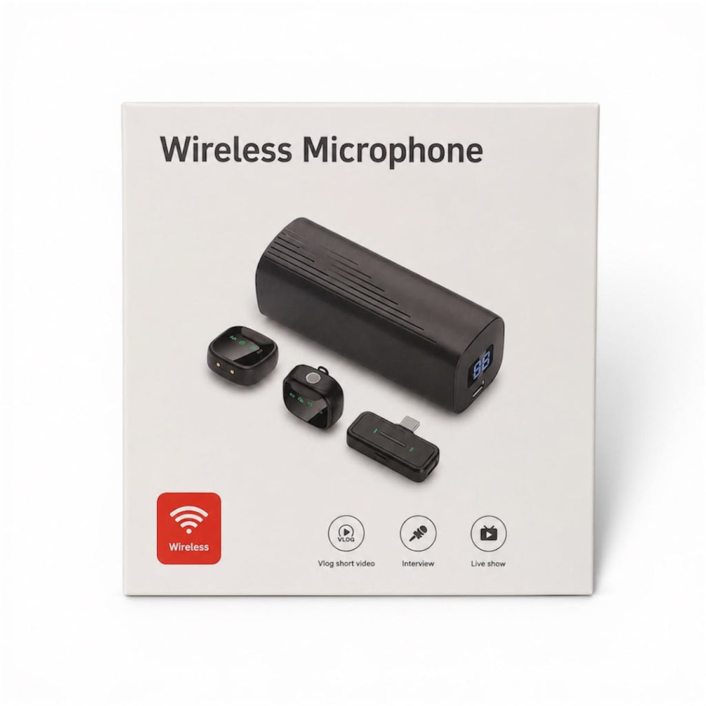 Microfone De Lapela Sem Fio Para Vídeos Com Estojo USB-C