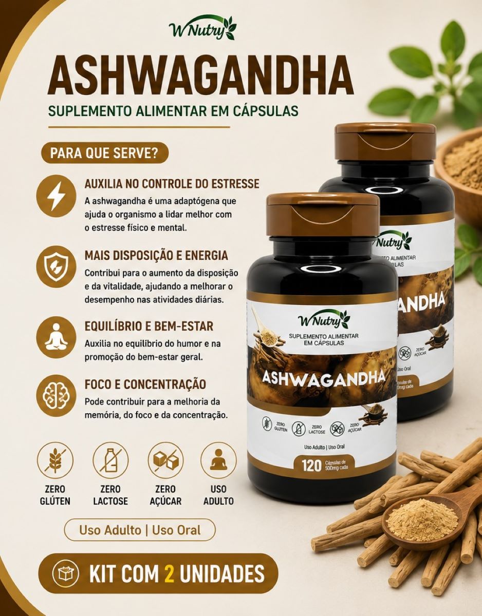 2 Suplementos Ashwagandha Fórmula Extrema Alta Potência