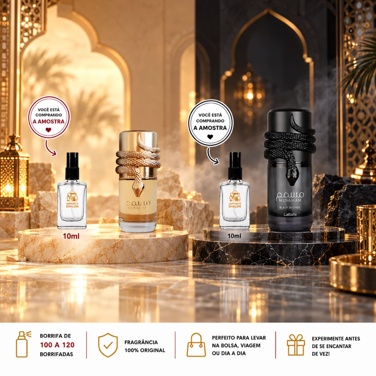 Kit 2 Mini Perfumes Musamam 10ml Black Intense