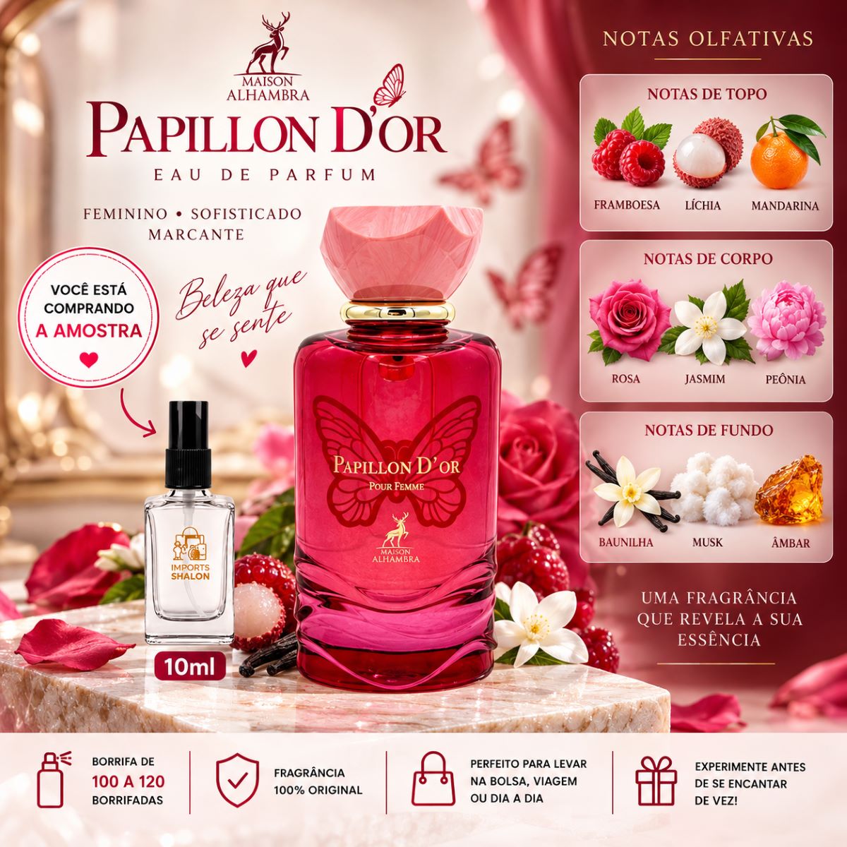 Mini Perfume Paillon D'Or  10ml Floral Doce Envolvente