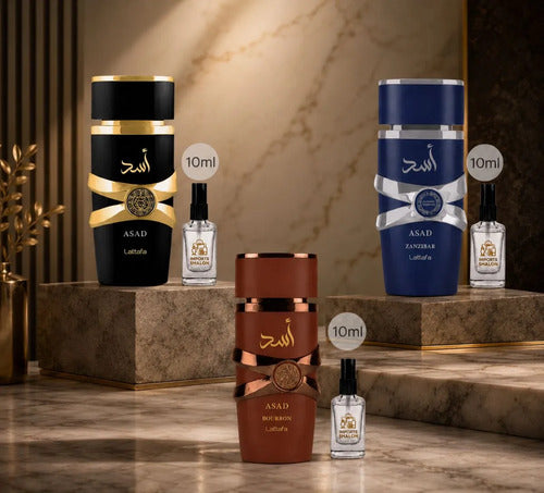 Kit 3 Mini Perfumes Árabes 10ml Linha Asad Masculino