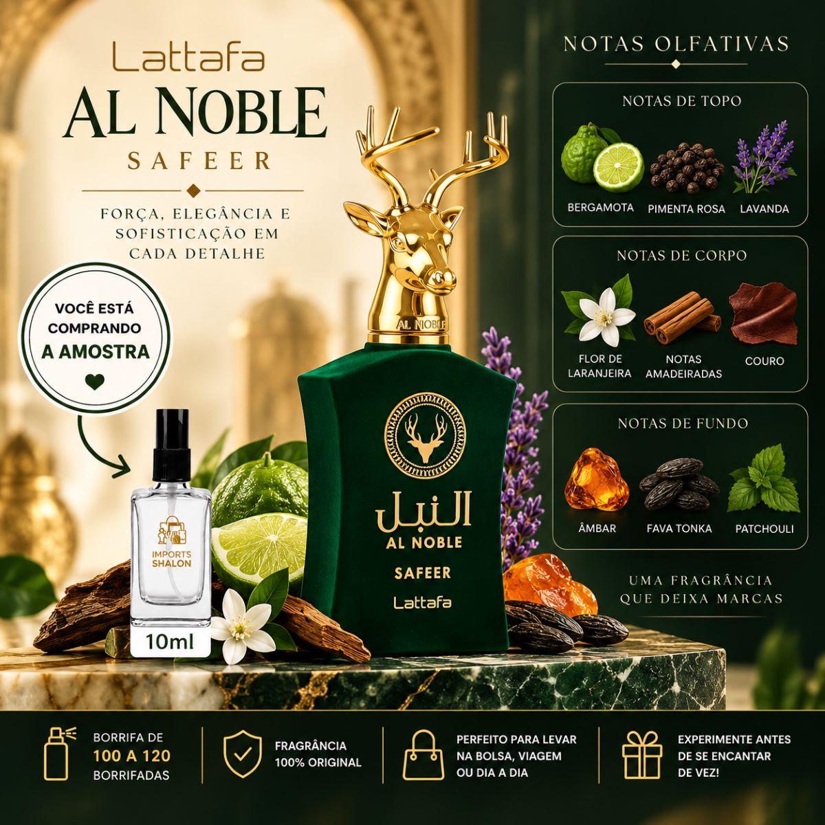 Mini Perfume Al Noble Safeer 10ml Cítrico Especiado