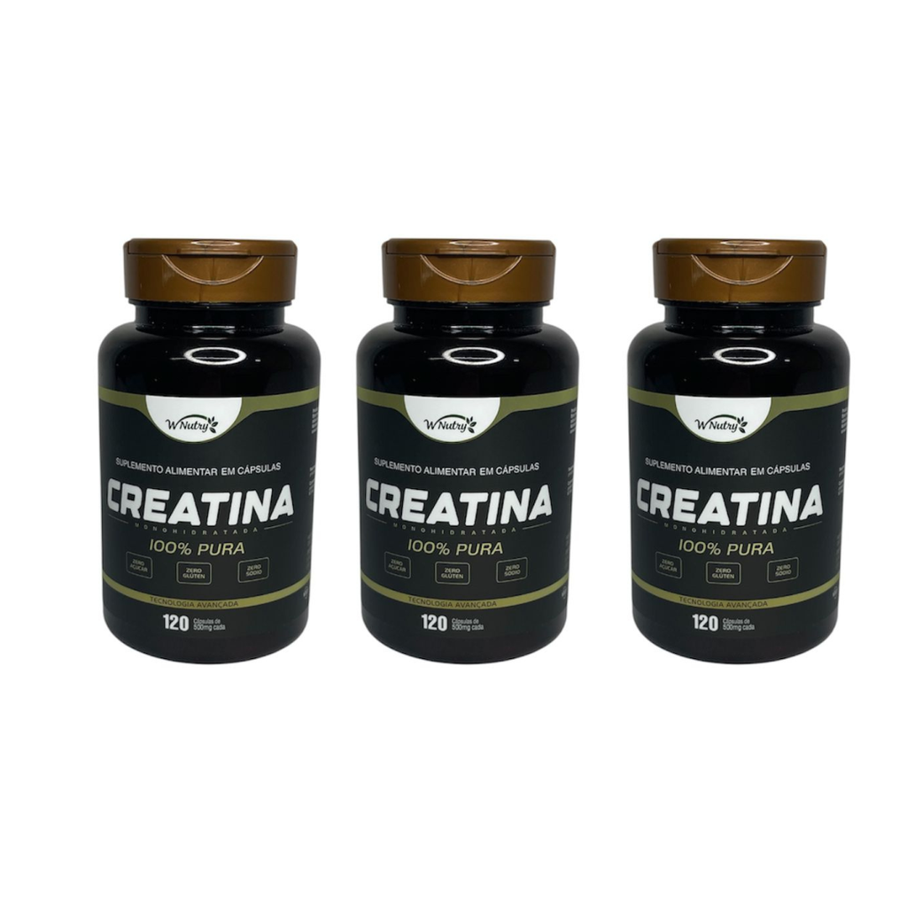 3 Suplementos Creatina  3x120 Cáps Monohidratada 100% Pura