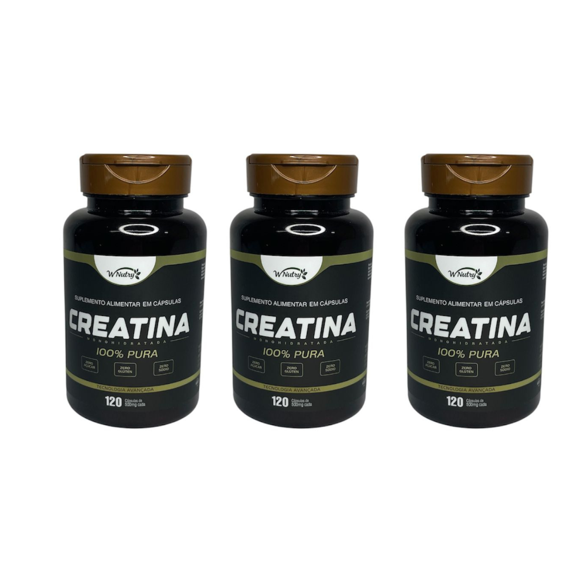 3 Suplementos Creatina  3x120 Cáps Monohidratada 100% Pura