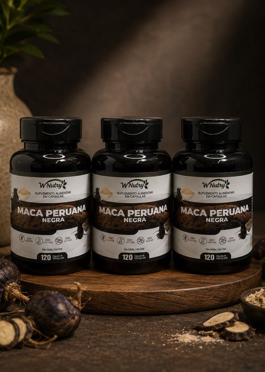 3 Suplementos Maca Peruana Negra Fórmula Premium Alta Potência 120 Caps