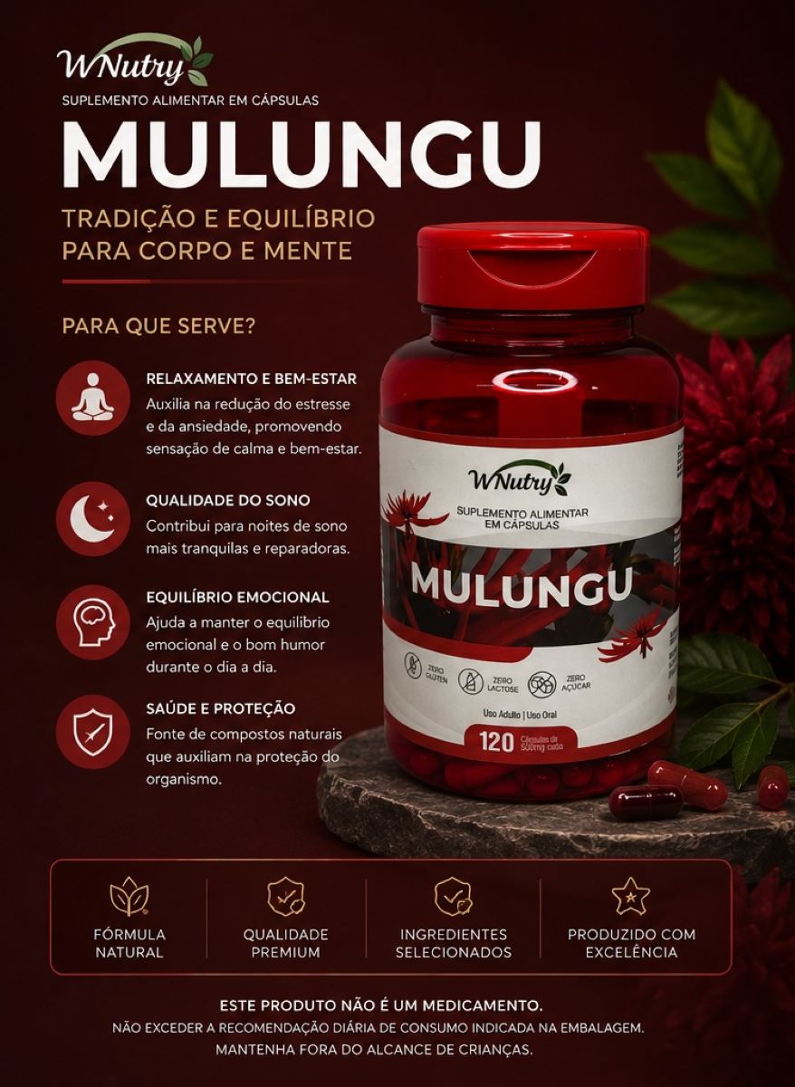 3 Suplementos Mulungu 120 Cápsulas Relaxamento Natural