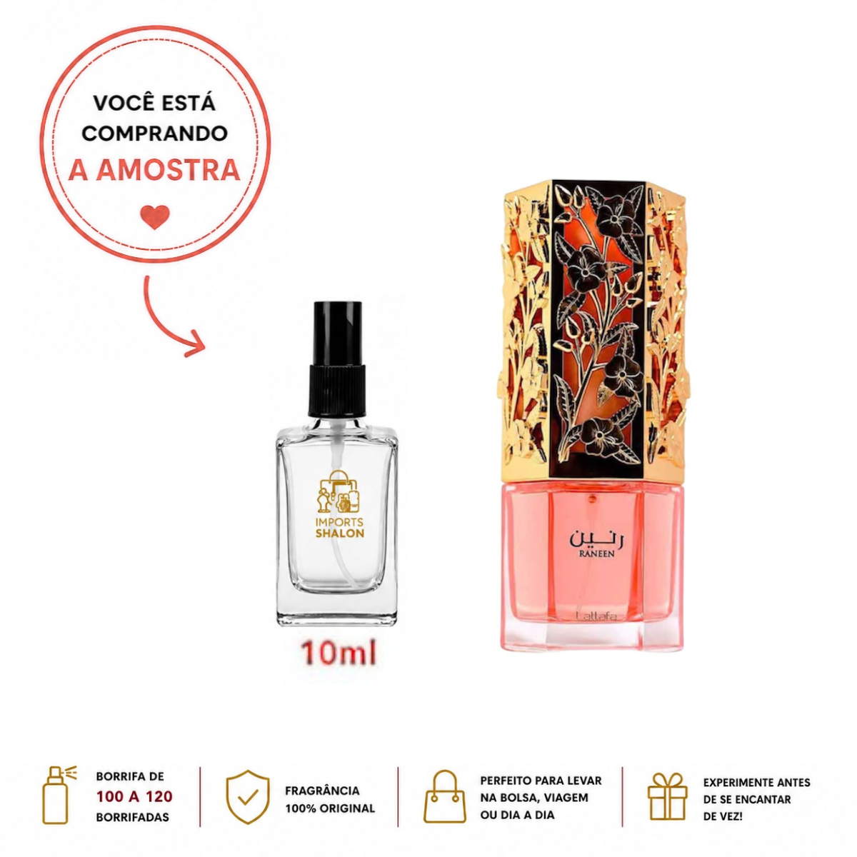 Mini Perfume Raneen 10ml Aroma Delicado E Marcante