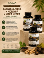 Kit De 3 Suplementos Ashwagandha + Moringa + Maca Negra 3x120Caps Wnutry
