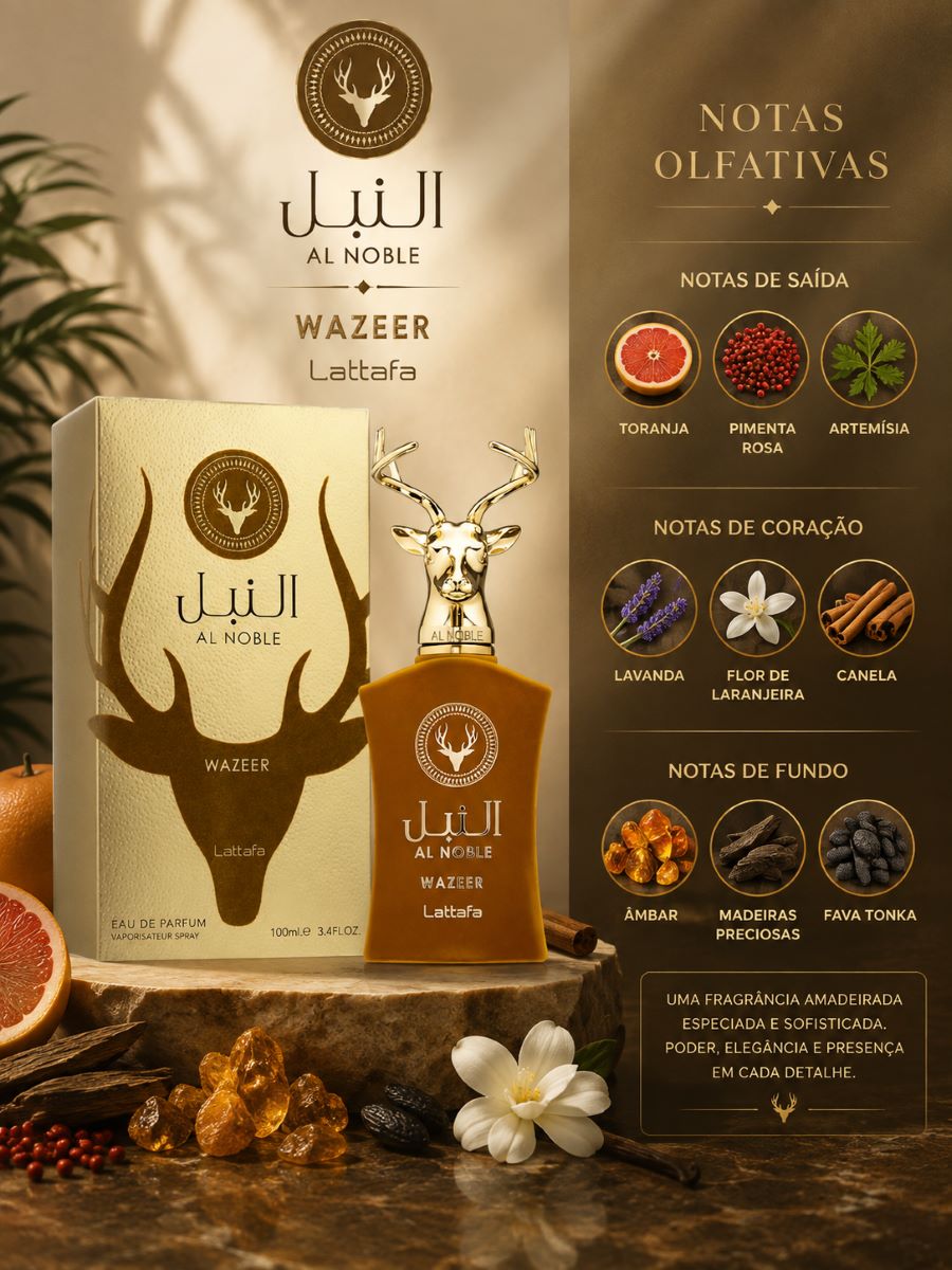 Perfume Al Noble Wazeer  100ml Fragrância Masculina Elegante