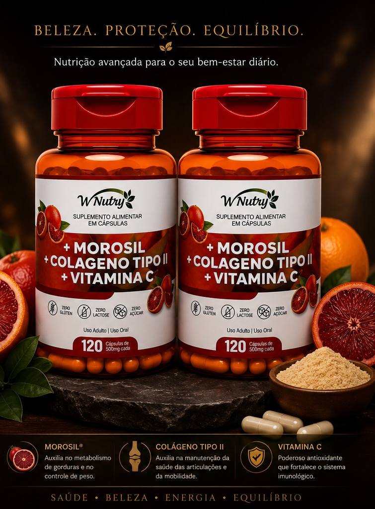 2 Suplementos Morosil + Colágeno Tipo 2 E Vitamina C Power Fit